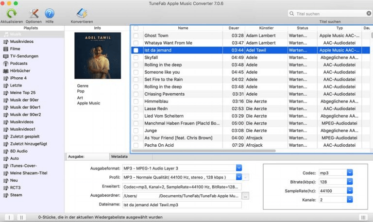 Schritte von M4A zu MP3 konvertieren mit TuneFab iTunes Music Converter Mac
