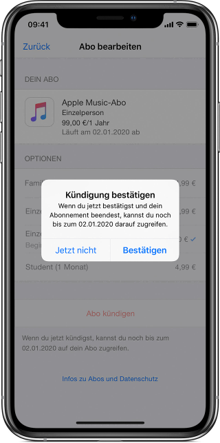 Apple Music Abo auf iPhone kuendigen
