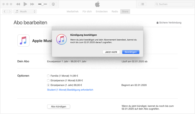 Apple Music Abo kuendigen