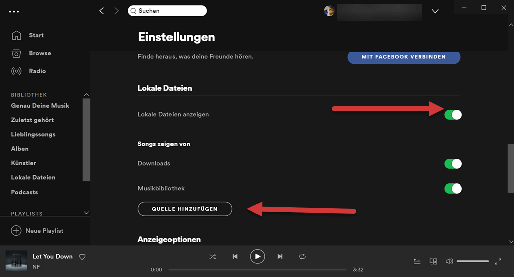 Lokale Dateien von Spotify nicht anzeigen