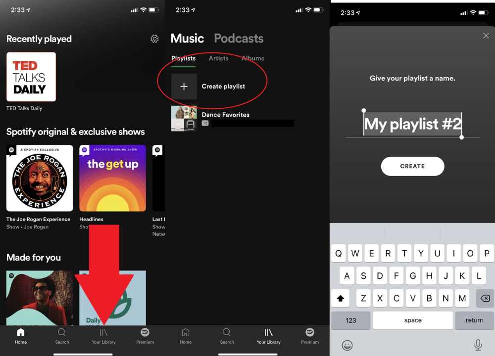 Neue Spotify Playlist erstellen auf Handy