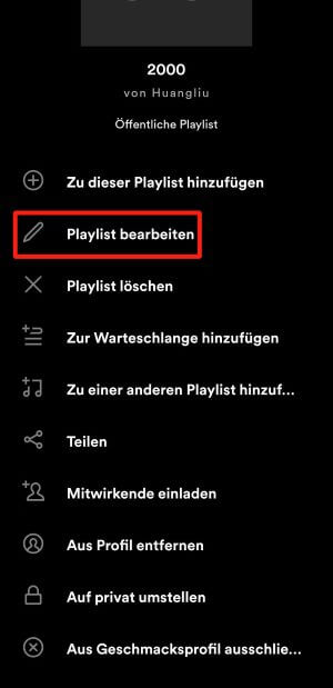 Spotify Playlist bearbeiten