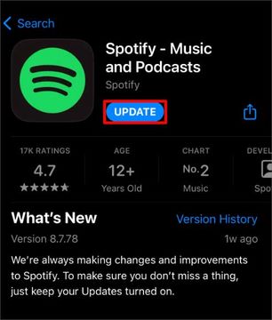 Spotify App aktualisieren für Android
