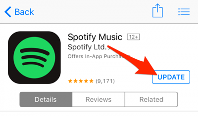 Spotify App aktualisieren für iOS