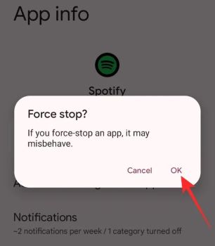 Spotify App schließen für Android