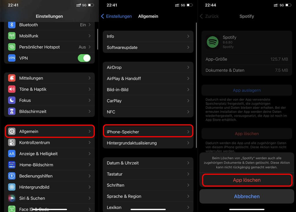 Spotify auf iPhone deinstallieren