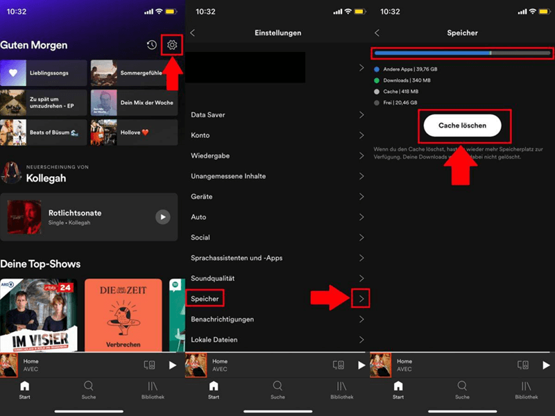 Spotify-Cache löschen auf iOS