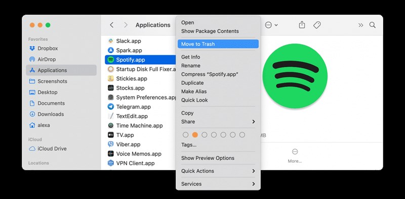 Spotify deinstallieren auf Mac