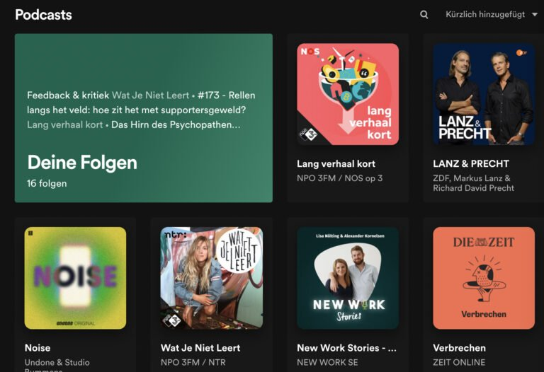 Spotify Desktop Podcast Bibliothek