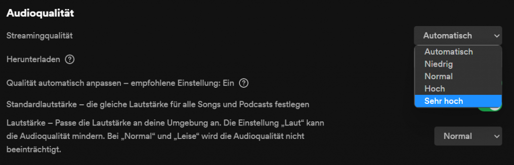 Höhere Qualität auswählen
