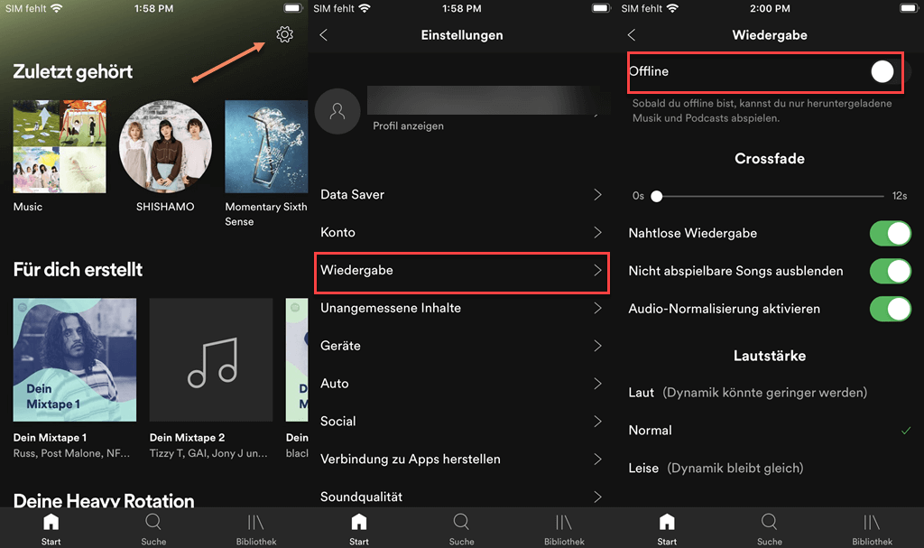 Spotify Offline-Modus aktivieren