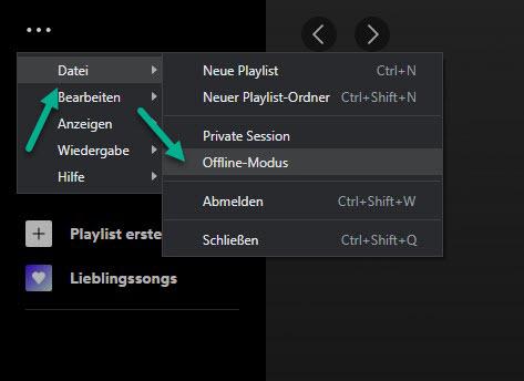 Spotify Offline-Modus auf Desktop einschalten