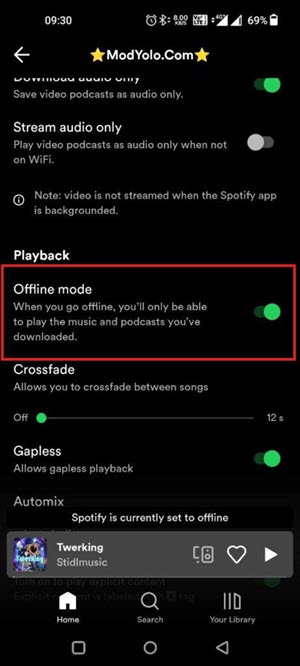 Spotify Offline Modus auf Handy aktivieren