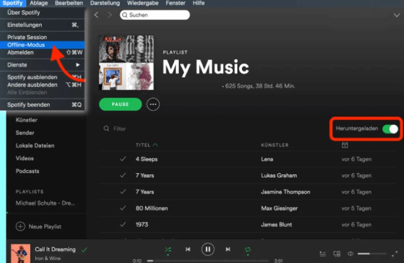 Spotify Offline-Modus auf Mac