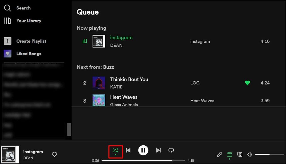 Spotify Shuffle ausschalten auf PC